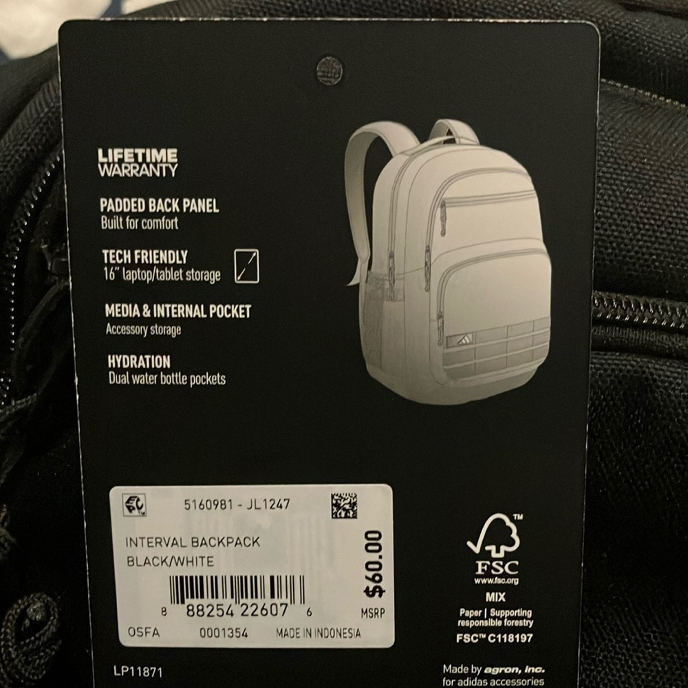 Black Backpack By Adidas With Computer/Tablet Sto… - image 8